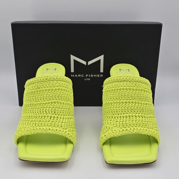 NIB Marc Fisher LTD Dako Square Toe Heeled Slip-on Dress Sandals—Light Green—9.5 - Picture 2 of 16